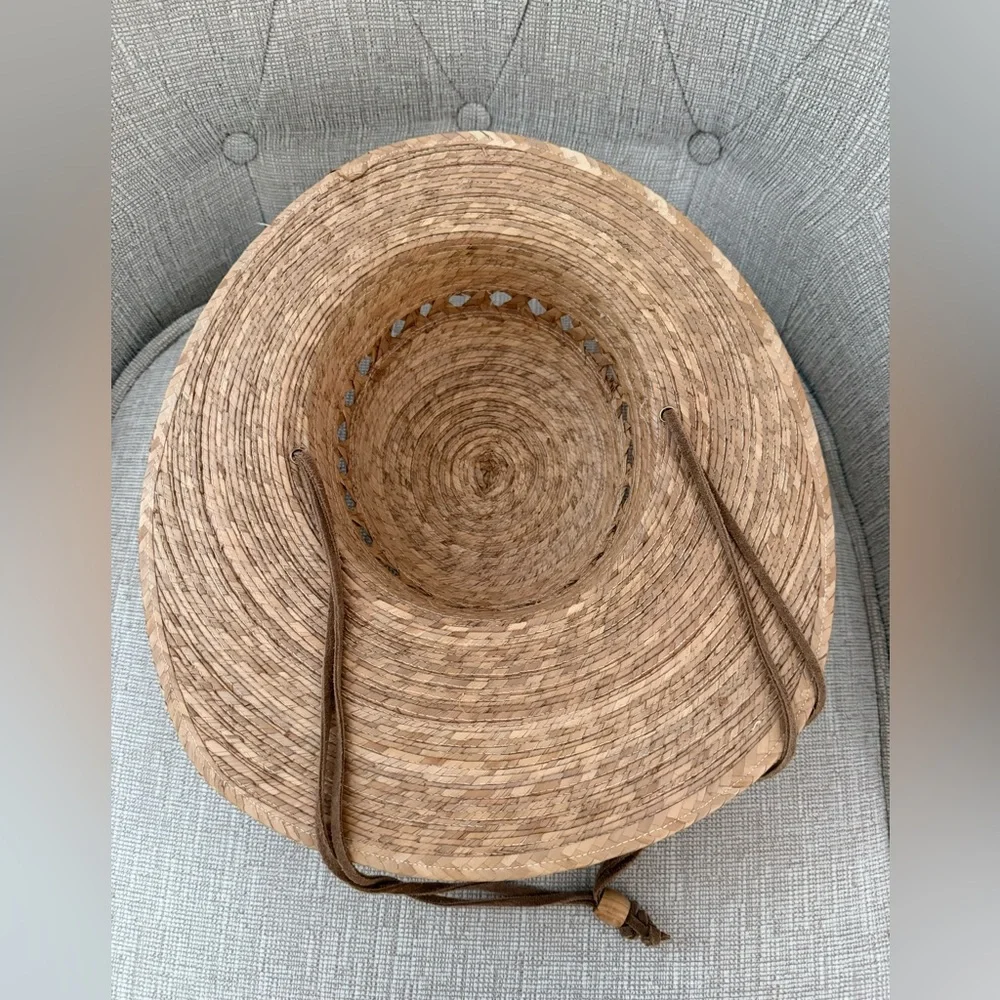 NWT Tula Hat Leather Visor Wide Brim Chin Strap Vented Hard Straw - Picture 5 of 8